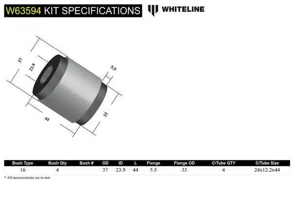 Whiteline Control Arm – Lower Rear Inner & Outer Bushing For BMW F20/F21 M140i